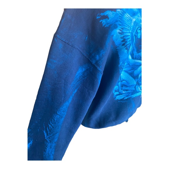 Vintage wolf print blue tie dyed effect sweatshirt - Picture 5 of 12